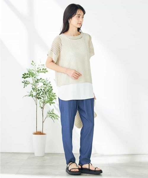 a.v.v(アーヴェヴェ)の「ラメメッシュサマーニット(ニット/セーター・レディース・グレー/オレンジ/ベージュ・36/40/38)」の22枚目の写真