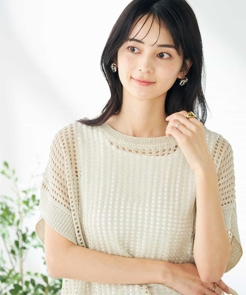 a.v.v(アーヴェヴェ)の「ラメメッシュサマーニット(ニット/セーター・レディース・グレー/オレンジ/ベージュ・36/40/38)」の20枚目の写真