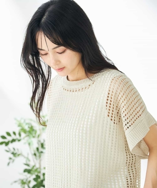 a.v.v(アーヴェヴェ)の「ラメメッシュサマーニット(ニット/セーター・レディース・グレー/オレンジ/ベージュ・36/40/38)」の18枚目の写真