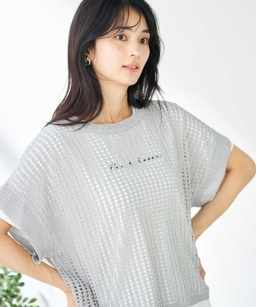 a.v.v(アーヴェヴェ)の「ラメメッシュサマーニット(ニット/セーター・レディース・グレー/オレンジ/ベージュ・36/40/38)」の16枚目の写真