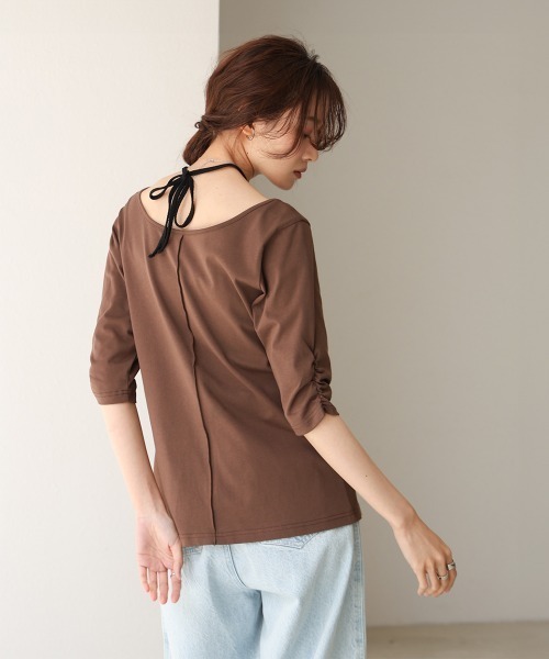 Bab(バブ)の「レイヤード風フロントジップトップス(Tシャツ/カットソー・レディース・ブラウン/オフホワイト/チャコールグレー・FREE)」の13枚目の写真