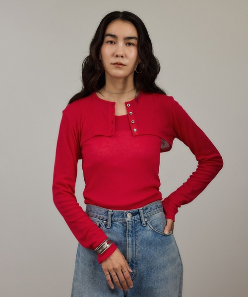 SALON adam et rope'（サロン アダム エ ロペ）の「nu=layerスクープネックタンクトップ（タンクトップ・レディース・ブラック/ホワイト/ライトグレー/レッド・FREE）」の9枚目の写真