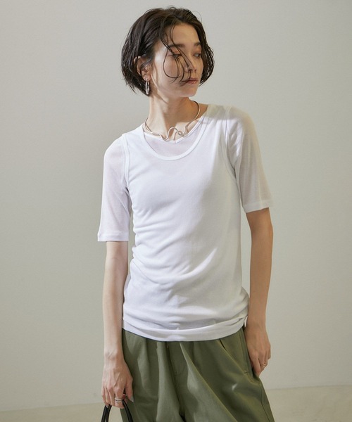 SALON adam et rope'（サロン アダム エ ロペ）の「nu=layerスクープネックタンクトップ（タンクトップ・レディース・ブラック/ホワイト/ライトグレー/レッド・FREE）」の19枚目の写真