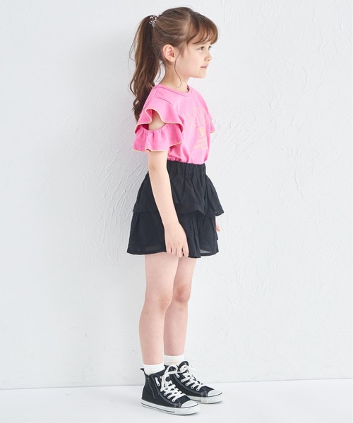 pairmanon(ペアマノン)の「フラワーレース ティアードスカッツ(スカート・キッズ・ホワイト/ブラック・90/150/140/100/110/120/130)」の6枚目の写真