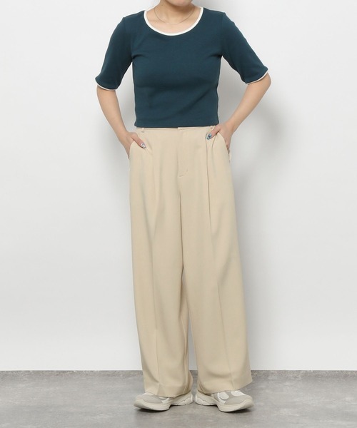 たかこさんセレクト セール】高山直子さんコラボ/リネンライクタックワイドパンツ