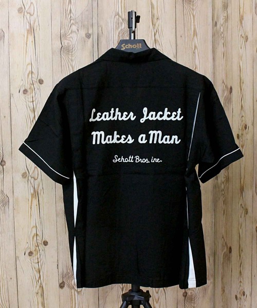 Schott（ショット）の「BOWLING SS-SHIRT LEATHER JAKCKET MAKES A MEN（シャツ/ブラウス・メンズ・ブラック・M/L/XL/XXL）」の3枚目の写真