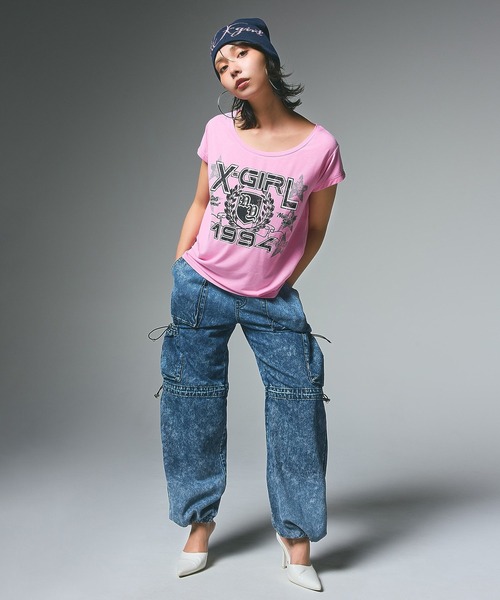 X-girl（エックスガール）の「GLITTER LOGO BEANIE（ニットキャップ/ビーニー・レディース・ブラック/ネイビー/オリーブ・ONE SIZE）」の15枚目の写真