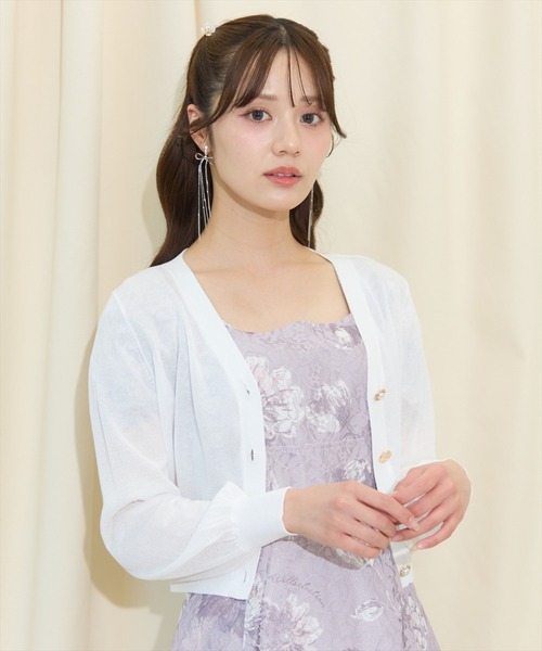 WILLSELECTION（ウィルセレクション）の「アソートボタンシアーカーディガン（カーディガン/ボレロ・レディース・ピンク/ブラック/サックスブルー/オフホワイト・FREE）」の2枚目の写真