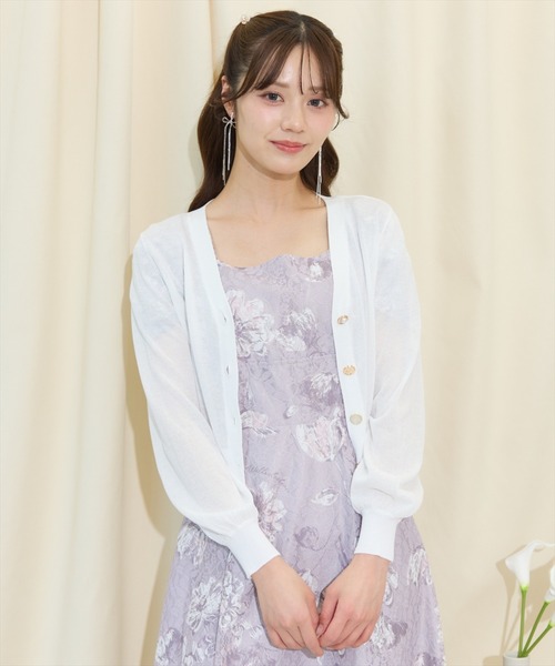 WILLSELECTION（ウィルセレクション）の「アソートボタンシアーカーディガン（カーディガン/ボレロ・レディース・ピンク/ブラック/サックスブルー/オフホワイト・FREE）」の5枚目の写真