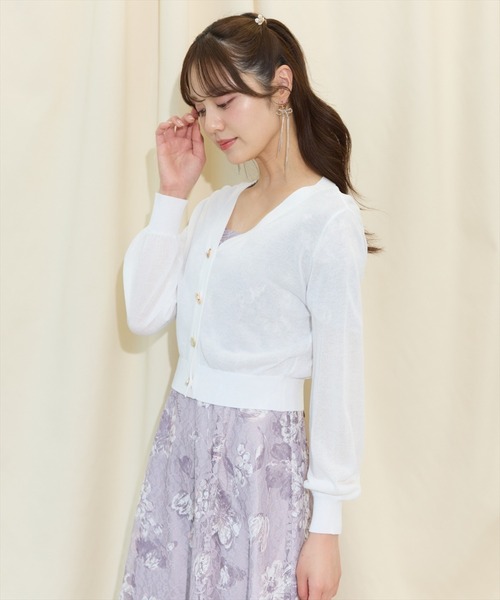 WILLSELECTION（ウィルセレクション）の「アソートボタンシアーカーディガン（カーディガン/ボレロ・レディース・ピンク/ブラック/サックスブルー/オフホワイト・FREE）」の10枚目の写真