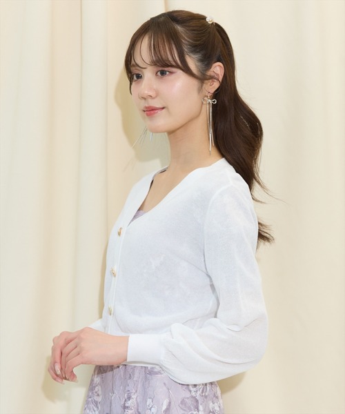 WILLSELECTION（ウィルセレクション）の「アソートボタンシアーカーディガン（カーディガン/ボレロ・レディース・ピンク/ブラック/サックスブルー/オフホワイト・FREE）」の11枚目の写真