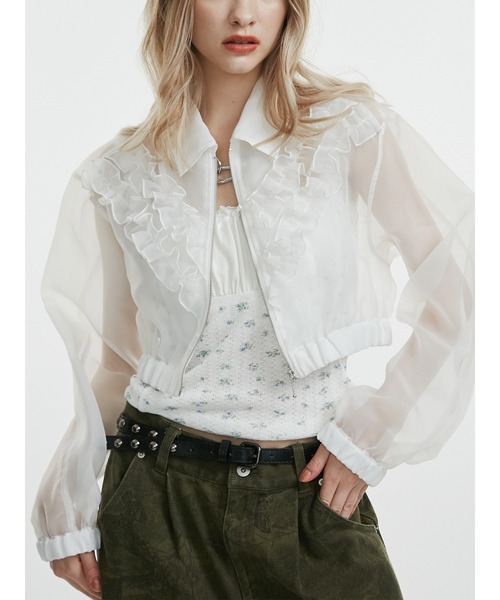 セール】フリルシアーブルゾン(ブルゾン)|jouetie(ジュエティ)の セール】フリルシアーブルゾン(ブルゾン)|jouetie(ジュエティ)の