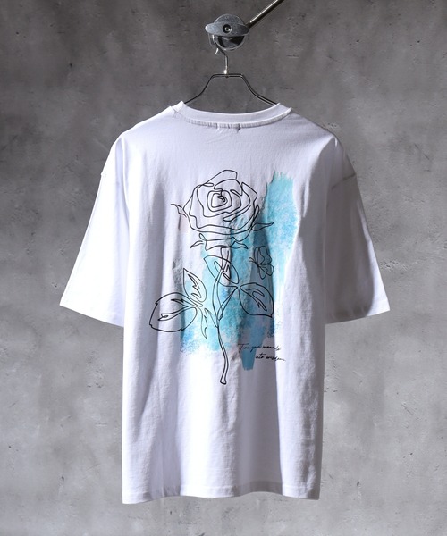 FUNALIVE(ファンアライブ)の「WS select 花柄バックプリント ロゴ刺繍Tシャツ(Tシャツ/カットソー・メンズ・ホワイト系2/ホワイト系3/ホワイト系4/ブラック系1/ブラック系2/ブラック系3/ブラック系4/ホワイト系1・L/M)」の2枚目の写真