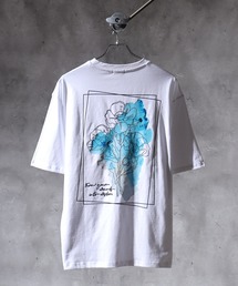 WS select 花柄バックプリント ロゴ刺繍Tシャツ