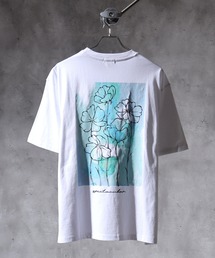 WS select 花柄バックプリント ロゴ刺繍Tシャツ