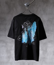 WS select 花柄バックプリント ロゴ刺繍Tシャツ