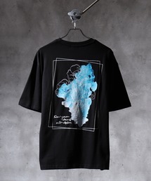 WS select 花柄バックプリント ロゴ刺繍Tシャツ