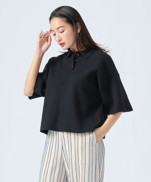 BEAMS HEART（ビームスハート）の「ハーフスリーブ ニットポロ（ポロシャツ・レディース・ベージュ/ブラウン系その他3/ブラック・FREE）」の11枚目の写真