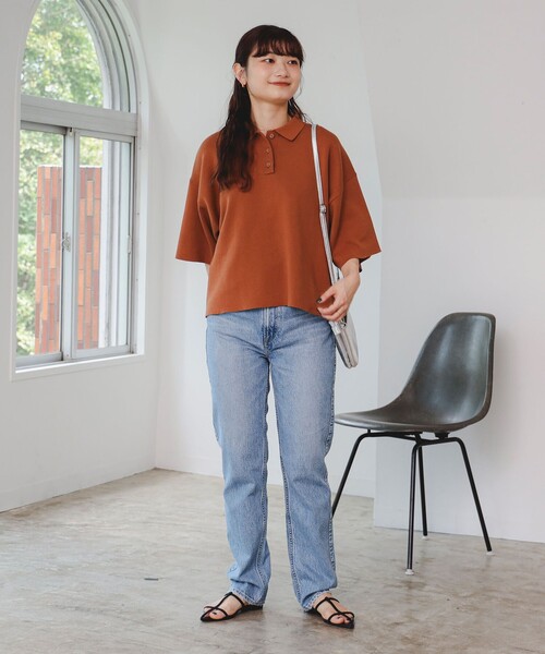 BEAMS HEART（ビームスハート）の「ハーフスリーブ ニットポロ（ポロシャツ・レディース・ベージュ/ブラウン系その他3/ブラック・FREE）」の15枚目の写真