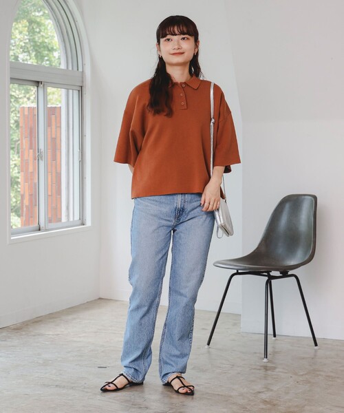 BEAMS HEART（ビームスハート）の「ハーフスリーブ ニットポロ（ポロシャツ・レディース・ベージュ/ブラウン系その他3/ブラック・FREE）」の17枚目の写真