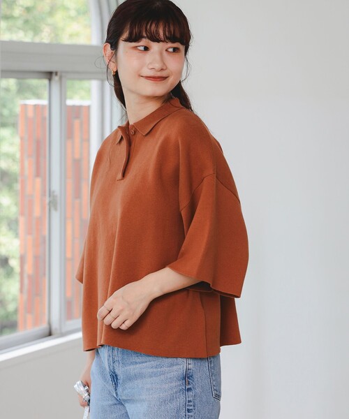 BEAMS HEART（ビームスハート）の「ハーフスリーブ ニットポロ（ポロシャツ・レディース・ベージュ/ブラウン系その他3/ブラック・FREE）」の18枚目の写真