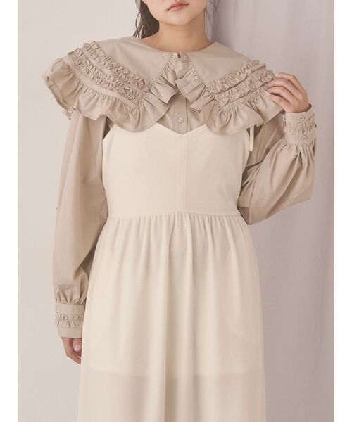 merry jenny（メリージェニー）の「frillfrillカラーブラウス（シャツ/ブラウス・レディース・ピンク/ベージュ/オフホワイト・FREE）」の3枚目の写真