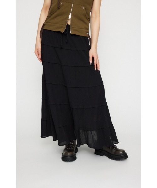 LAGUA GEM(ラグアジェム)の「WRINKLE ロングスカート(スカート・レディース・ホワイト/ブラック/チャコールグレー・SMALL/MEDIUM)」の2枚目の写真