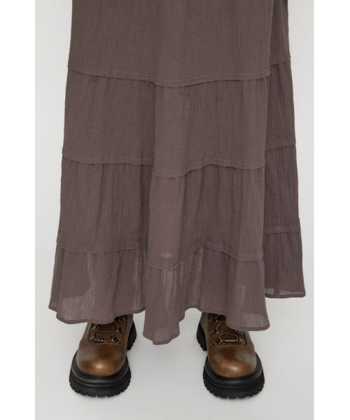 LAGUA GEM(ラグアジェム)の「WRINKLE ロングスカート(スカート・レディース・ホワイト/ブラック/チャコールグレー・SMALL/MEDIUM)」の4枚目の写真