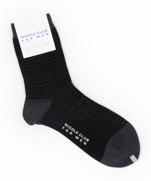 NICOLE CLUB FOR MEN | ボーダー×ロゴデザイン クルーソックス(ソックス/靴下)
