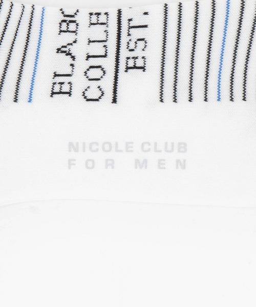 NICOLE CLUB FOR MEN（ニコルクラブフォーメン）の「ボーダー×ロゴデザイン クルーソックス（ソックス/靴下・メンズ・ネイビー/オフホワイト/ブラック・FREE）」の4枚目の写真