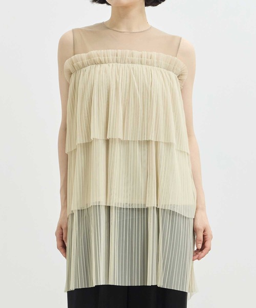 ZOZOTOWN限定》【Louren/ローレン】tulle pleats tiered tops