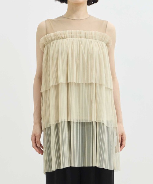 ZOZOTOWN限定》【Louren/ローレン】tulle pleats tiered tops ZOZOTOWN限定》【Louren/ローレン】tulle pleats tiered tops