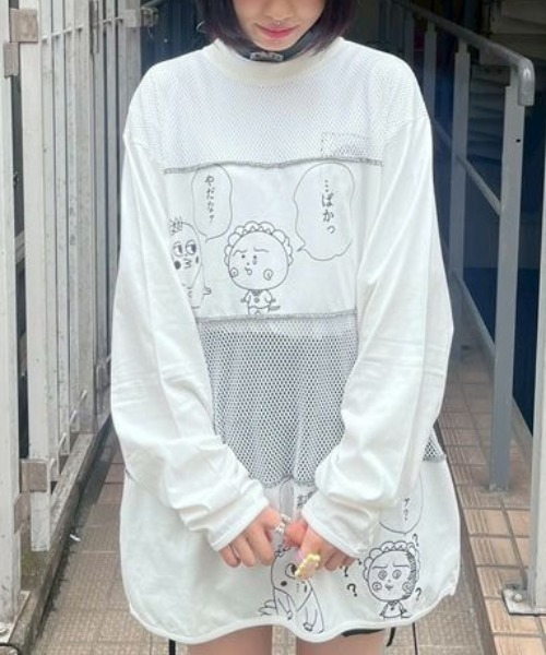 tシャツ 「コジコジ×Candy Stripper」コジコジと次郎の会話 PATHED トップス レディース メンズ コジコジ×Candy Stripper】コジコジと次郎の会話 PATHED