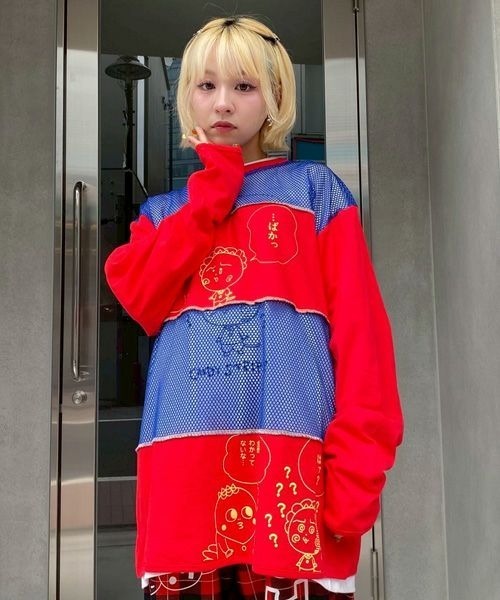 tシャツ 「コジコジ×Candy Stripper」コジコジと次郎の会話 PATHED トップス レディース メンズ コジコジ×Candy Stripper】コジコジと次郎の会話 PATHED
