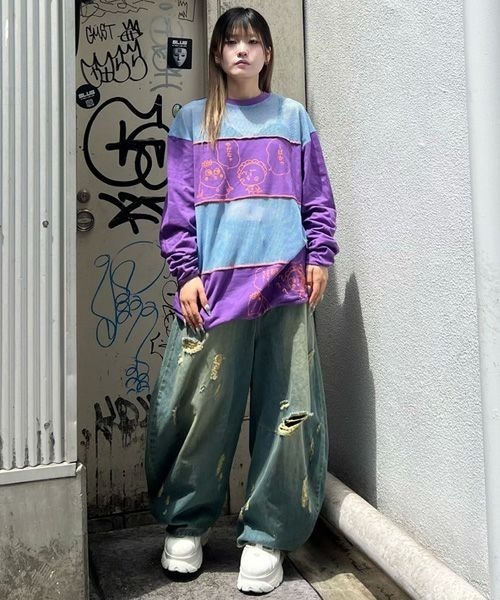 tシャツ 「コジコジ×Candy Stripper」コジコジと次郎の会話 PATHED トップス レディース メンズ コジコジ×Candy Stripper】コジコジと次郎の会話 PATHED