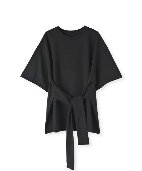 marjour(マージュール)の「WAIST TIE OVER TEE(Tシャツ/カットソー・レディース・ブラック/オフホワイト・M)」の3枚目の写真