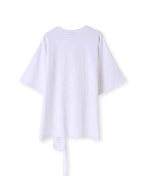 marjour(マージュール)の「WAIST TIE OVER TEE(Tシャツ/カットソー・レディース・ブラック/オフホワイト・M)」の6枚目の写真