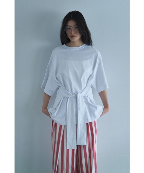 marjour(マージュール)の「WAIST TIE OVER TEE(Tシャツ/カットソー・レディース・ブラック/オフホワイト・M)」の18枚目の写真