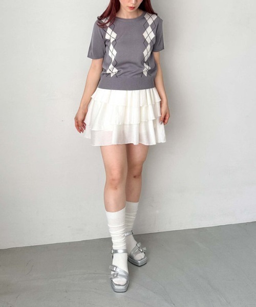 archives(アルシーヴ)の「麻タッチアーガイルニット(ニット/セーター・レディース・ベージュ/ネイビー/グレー・MEDIUM)」の17枚目の写真