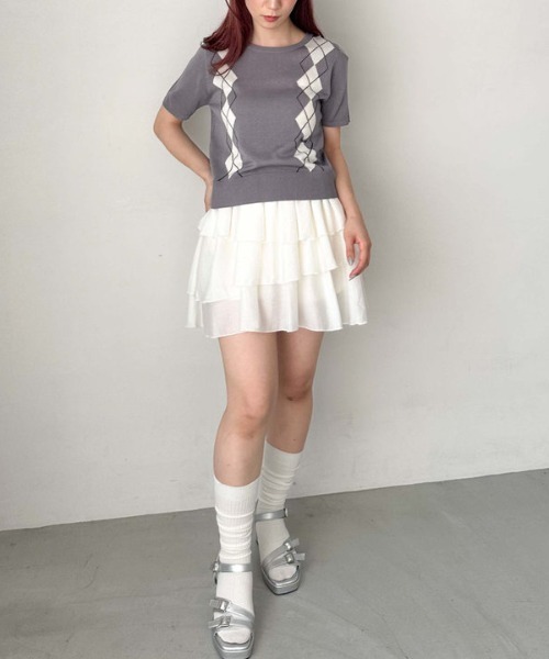 archives(アルシーヴ)の「麻タッチアーガイルニット(ニット/セーター・レディース・ベージュ/ネイビー/グレー・MEDIUM)」の18枚目の写真