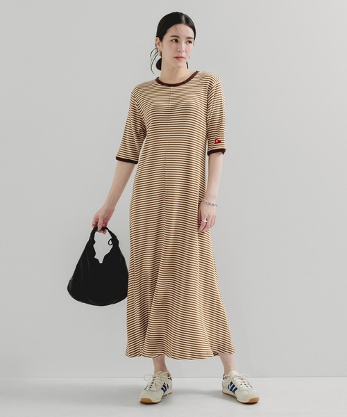 Healthknit(ヘルスニット)の「【Healthknit/ヘルスニット】別注/クルーネックボーダーワンピース(ワンピース・レディース・パープル系その他2/オレンジ系その他2・FREE)」の3枚目の写真