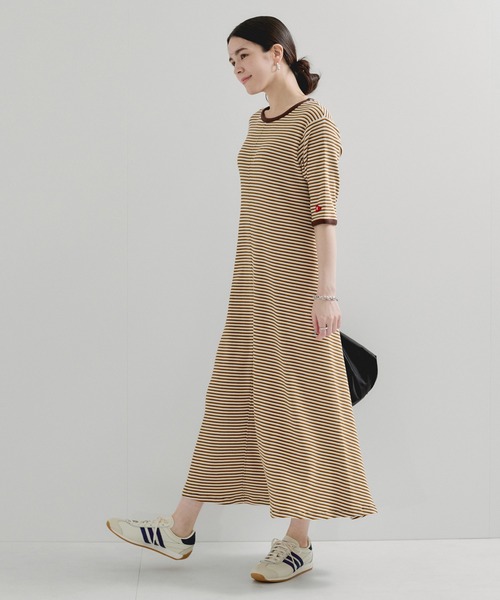 Healthknit(ヘルスニット)の「【Healthknit/ヘルスニット】別注/クルーネックボーダーワンピース(ワンピース・レディース・パープル系その他2/オレンジ系その他2・FREE)」の4枚目の写真