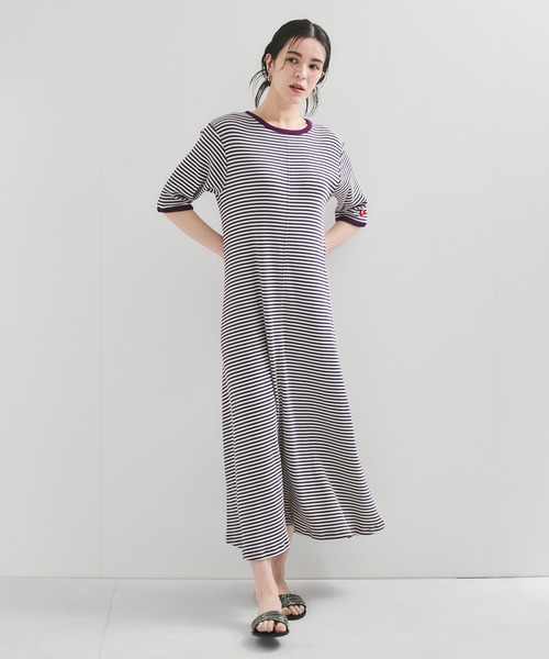 Healthknit(ヘルスニット)の「【Healthknit/ヘルスニット】別注/クルーネックボーダーワンピース(ワンピース・レディース・パープル系その他2/オレンジ系その他2・FREE)」の6枚目の写真