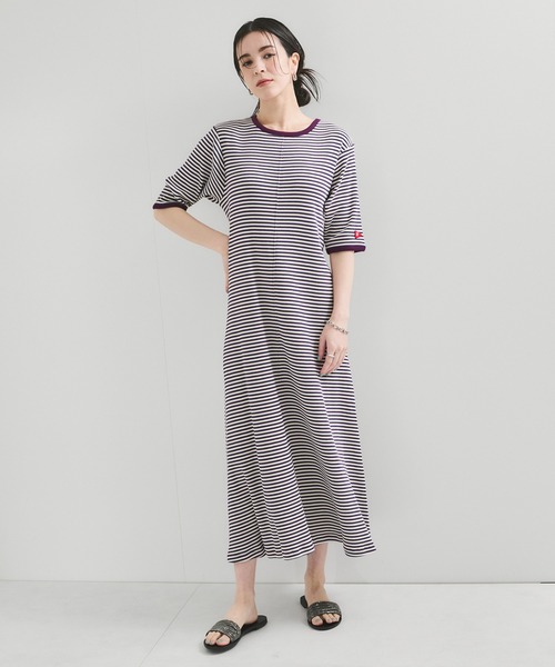 Healthknit(ヘルスニット)の「【Healthknit/ヘルスニット】別注/クルーネックボーダーワンピース(ワンピース・レディース・パープル系その他2/オレンジ系その他2・FREE)」の7枚目の写真