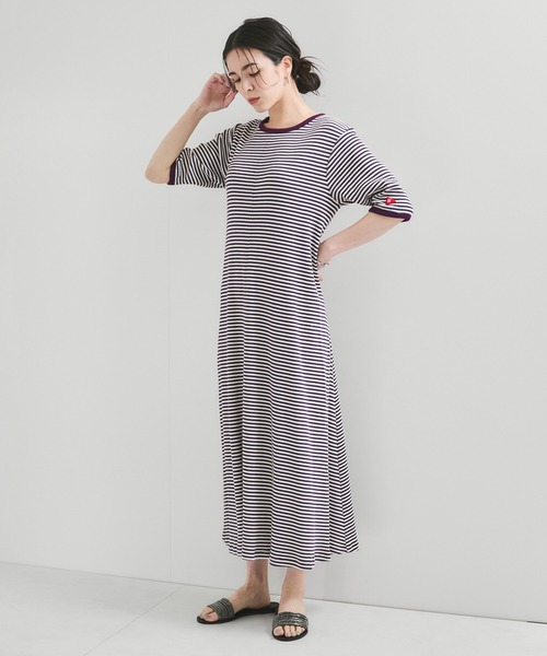 Healthknit(ヘルスニット)の「【Healthknit/ヘルスニット】別注/クルーネックボーダーワンピース(ワンピース・レディース・パープル系その他2/オレンジ系その他2・FREE)」の8枚目の写真