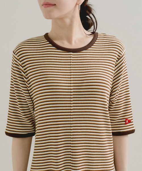 Healthknit(ヘルスニット)の「【Healthknit/ヘルスニット】別注/クルーネックボーダーワンピース(ワンピース・レディース・パープル系その他2/オレンジ系その他2・FREE)」の12枚目の写真