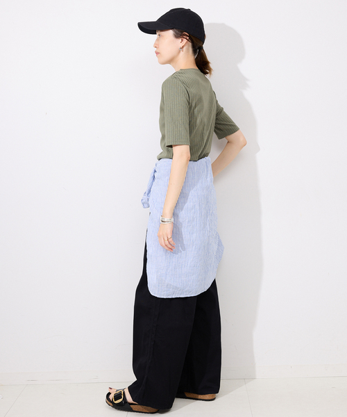 汗染み防止/抗菌防臭》リブVネックプルオーバー（Tシャツ