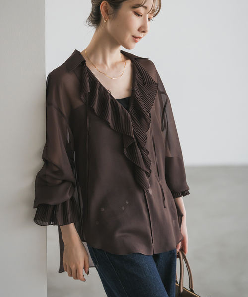 プリーツフリルブラウス（シャツ/ブラウス）｜NOBLE（ノーブル
