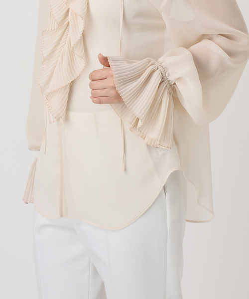 NOBLE フリル付きニット フリーサイズ セール】プリーツフリルブラウス（シャツ/ブラウス）｜NOBLE（ノーブル