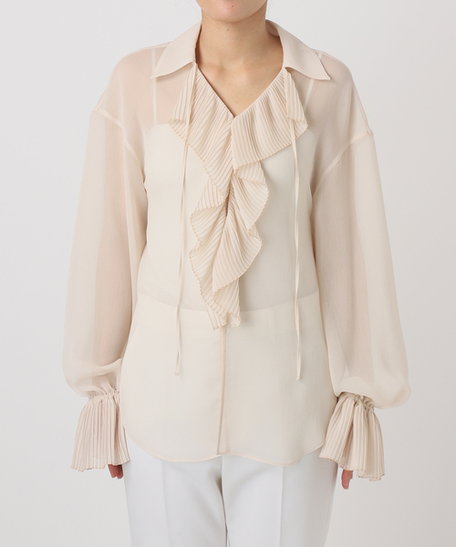 セール】プリーツフリルブラウス（シャツ/ブラウス）｜NOBLE（ノーブル